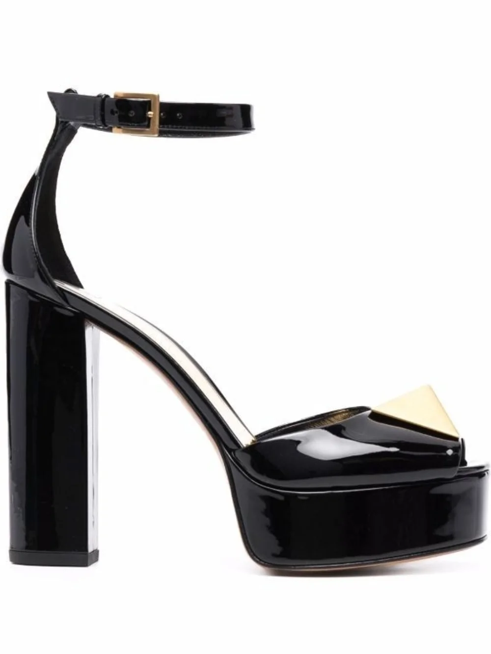 Valentino Garavani One Stud 120mm Platform Sandal with Gold Pyramid Size 38/8